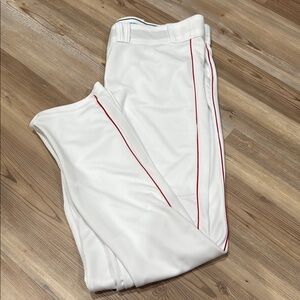 White Men's baseball Pants with Red Accents